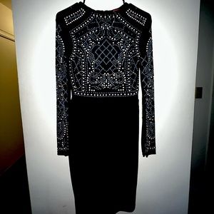 Black dress with crystals! with transparencies on top